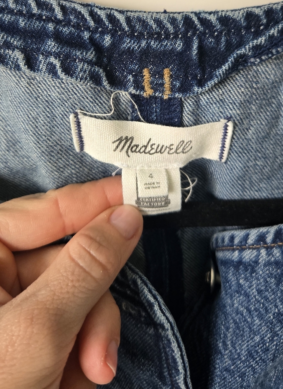 Madewell Women's Denim Crewneck Cutaway Vest in Greendale Wash - Picture 5 of 9